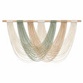 Makramee Wandbehang 120 x 75 cm Baumwolle Holz Beige Grün Boho Dekoration