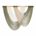 Makramee Wandteppich 100 x 95 cm Baumwollkordel Grün Creme Boho Wanddekoration