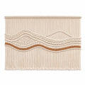 Makramee Wandteppich 100 x 90 cm Baumwolle Beige Braun Wanddekoration im Boho Stil
