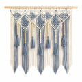 Wandteppich 100 x 105 cm Baumwolle Blau Creme Makramee Boho Wanddekoration