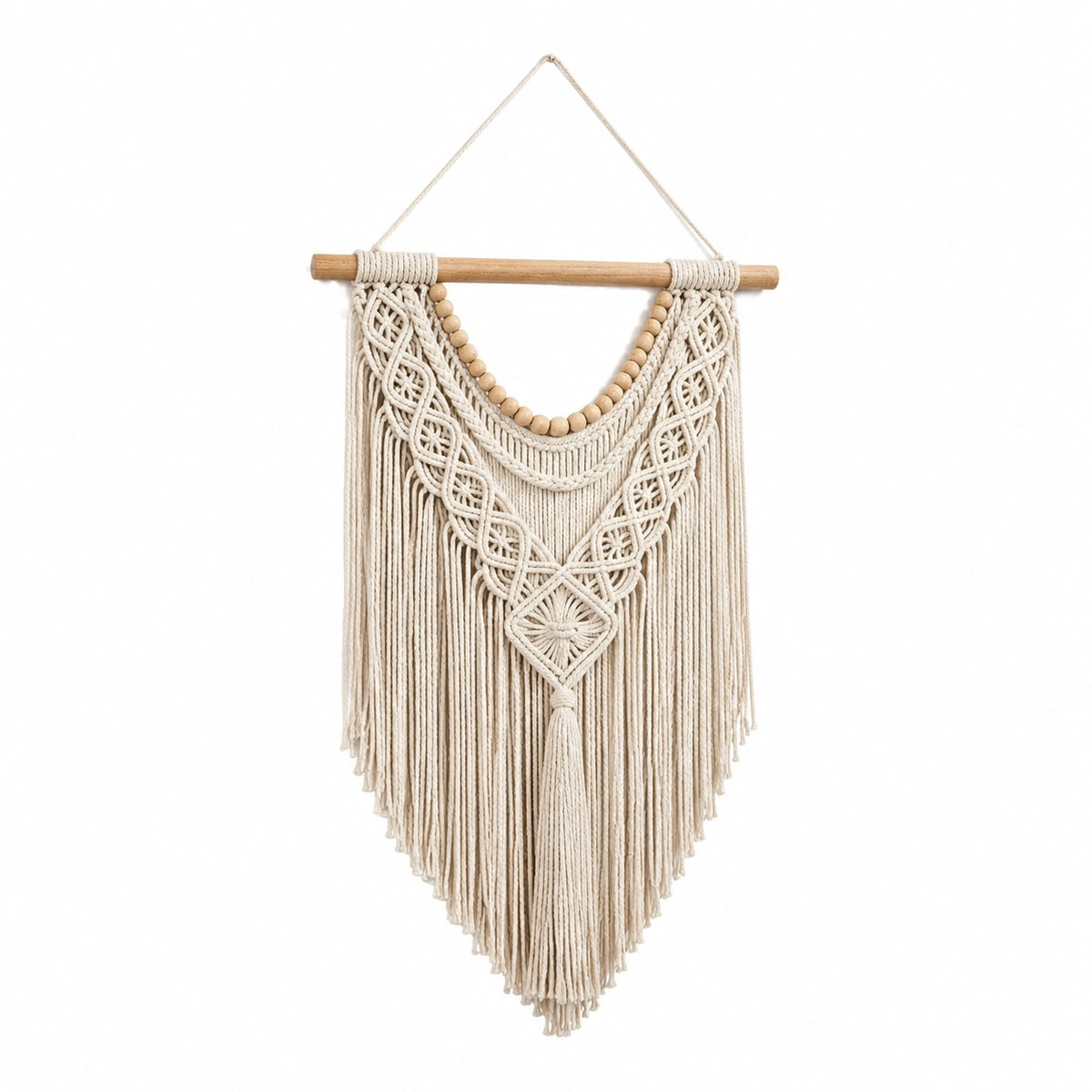 Makramee Wandbehang 50 x 90 cm aus Baumwolle in Creme Boho Dekoration
