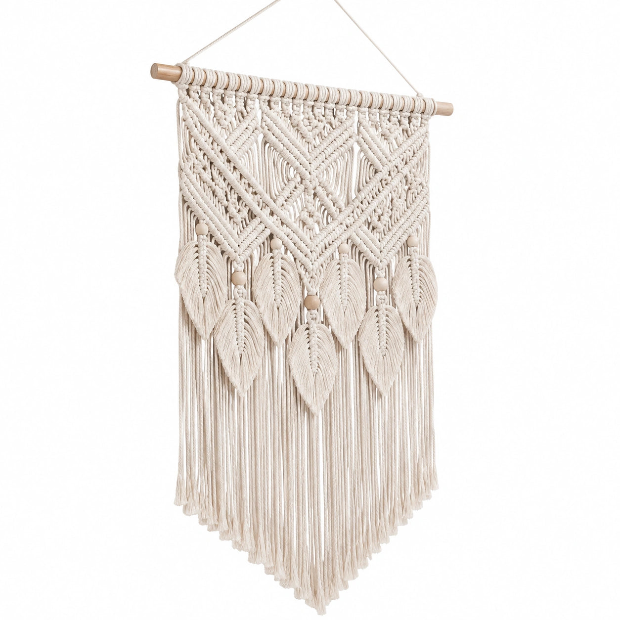 Makramee Wandteppich 45 x 90 cm Baumwolle Natur Boho Wanddekoration