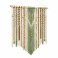 Makramee Wandbehang 80 x 100 cm Baumwollkordel Grün Beige Boho Wanddekoration
