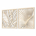 Wanddekoration 2er Set 60 x 90 cm Holz Naturfarben Blattmotiv Durchbrochen