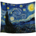 Wandteppich 150 cm x 130 cm aus Polyester Blau Gelb mit Nachthimmelmotiv